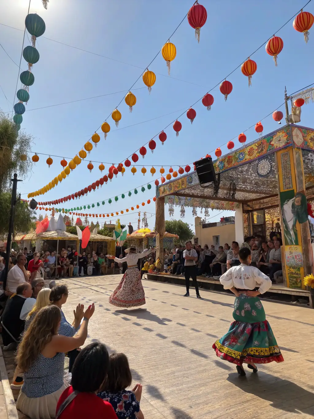 A captivating photo of a cultural event organized by LES PERCUS DU DIABLE LES PDD, showcasing traditional music and dance performances with participants in colorful costumes.