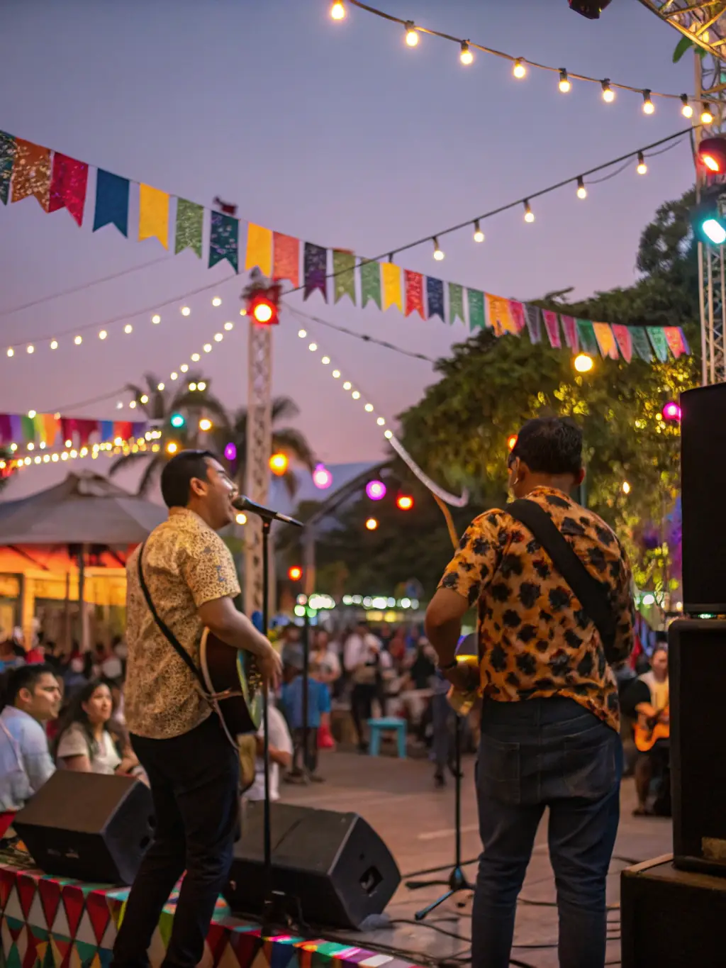 A vibrant photo of a street music festival organized by LES PERCUS DU DIABLE LES PDD, featuring musicians playing percussion instruments and a diverse crowd enjoying the performance in a public square.